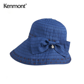 卡蒙（Kenmont）km-3568 防紫外线太阳帽可折叠女式帽子夏季遮阳帽防晒沙滩帽大檐出游 藏青色 可调节 57cm