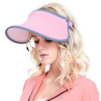 韩国VVC CM99106遮阳帽女防晒帽夏季新款抵挡99%紫外线帽子儿童百搭遮脸夏天成人太阳帽女神帽 成人帽--粉色  送冰袖