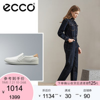 ECCO爱步鞋子女夏  透气休闲头层牛皮小白鞋女 惬意205043 白色/裸色20504359529 35