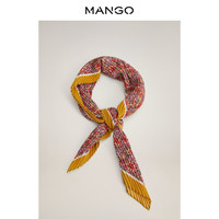 MANGO女装丝巾2020秋冬新款印花褶皱围巾