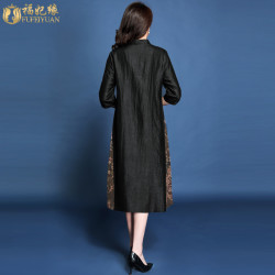 香云纱真丝连衣裙女新款春夏季中长款复古龟裂纹莨绸桑蚕丝宽松裙