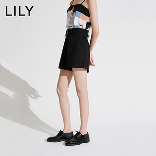 LILY2020夏季新款女装商务通勤条纹A字显瘦阔腿西装短裤