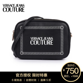 【官方】VERSACE JEANS COUTURE 范思哲 奢侈品 女士黑色聚酯纤维白色LOGO单肩斜挎包 E1VUBBT7 40329 899