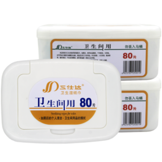 三仕达 卫浴用品清洁湿巾80片盒装卫生间湿纸巾马桶清洁湿巾湿厕纸卫生间专用清洁湿巾纸 卫生间消毒湿巾3盒