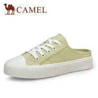 骆驼（CAMEL） 女士 复古港味学生帆布纯色半拖饼干鞋 A01228642 浅绿 37