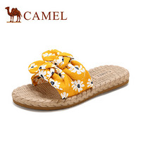 骆驼（CAMEL） 女鞋 文艺少女心小雏菊蝴蝶结麻花编织底拖鞋 A022266252 黄色 39