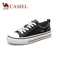 骆驼（CAMEL） 女鞋 个性穿搭网孔拼接系带平底帆布鞋 A02278646 黑色 40