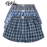 佐丹奴 男式内裤 佐丹奴男三件装四角裤男青少年棉质格子平角内裤01179139 绿小码(165/74A)