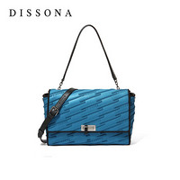迪桑娜（DISSONA） 女包链条小方包时尚小香风菱格包单肩斜挎包 81940129044000 蓝色