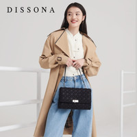 迪桑娜（DISSONA） 女包链条小方包新年早春时尚小香风菱格包单肩斜挎包 81940129046000 黑色