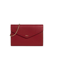 芙拉 FURLA 女士 BABYLON系列深红色牛皮剖层革 L号斜跨信封包零钱包 1045776