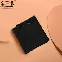 金三塔女式内裤女真丝中腰蕾丝边性感无痕三角裤NZF9C217 清黑7131 L