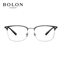 BOLON暴龙眼镜男女款 复古眼镜框 商务光学架可配近视镜片 BJ7082 B12-银色/哑黑