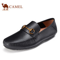 骆驼（CAMEL） 豆豆鞋男潮柔软乐福鞋舒适休闲套脚皮鞋 A032188090 黑色 43