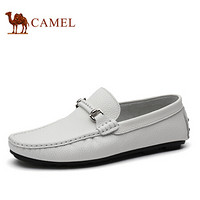 骆驼（CAMEL） 柔软牛皮透气休闲豆豆鞋男 A012037270 白色 41