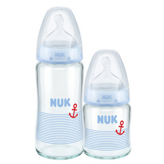 NUK Premium Choice+系列 60272711 玻璃奶瓶套装 2只装 240ml+120ml 0-6月 礼盒装