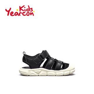 意尔康童鞋2020夏季韩版儿童鞋子中大童包头运动休闲男童凉鞋ECZ0348038 黑色 27