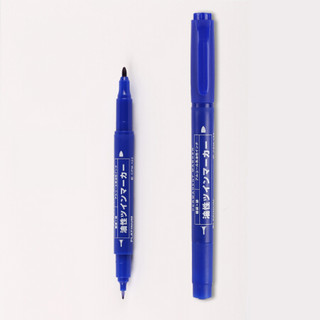 白金 PLATINUM）CPM-122粗细双头记号笔光盘油性笔绘图勾边勾线笔 10支盒装 蓝色