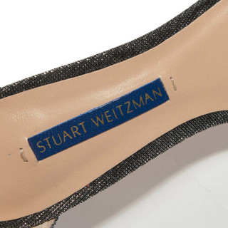 斯图尔特·韦茨曼 STUART WEITZMAN SW 女士银黑色闪光织物高跟凉鞋 NUNAKEDSTRAIGHT BLACK NIGHTTIME 35.5