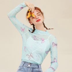 I'M ONE清新小衫小花上衣女打底衫长袖女装夏季新款时尚夏装