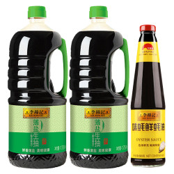 李锦记 薄盐生抽 1750ml*2瓶 + 味蚝鲜蚝油调味品 680g 组合装 *2件