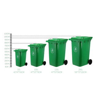 信发（TRNFA）【两个装】塑料垃圾桶 环卫户外带轮垃圾箱ABEPC农村城市路边用 50L带轮分类垃圾桶 棕色