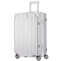 瑞界(SWISSALPS) 万向轮拉杆箱24英寸复古铝框旅行箱男女TSA密码锁行李箱 SA-162037辉煌银
