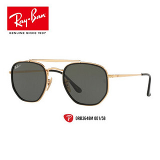 RayBan雷朋太阳镜金属镜框时尚偏光开车司机镜墨镜0RB3648M可定制 001/58金色镜框绿色偏光镜片 尺寸52