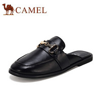 骆驼（CAMEL） 女鞋 休闲慵懒金属色马衔扣穆勒半拖鞋 A03893689 黑色 36