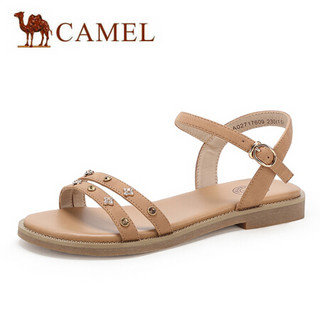 骆驼（CAMEL） 女鞋 知性优雅双字带星星装饰低跟扣带凉鞋 A02717609 杏色 39