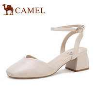 骆驼（CAMEL） 女士 素雅简约风浅V鞋口包头粗跟单鞋 A01549612 米色 37