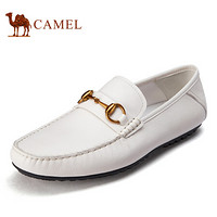 骆驼（CAMEL） 豆豆鞋男潮柔软乐福鞋舒适休闲套脚皮鞋 A032188090 米白 38