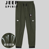 吉普 JEEP 韩版时尚休闲男装工装裤2020夏季薄款男装九分裤 XX11035628 军绿 XL