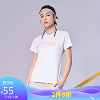 361度女装2020夏季新款时尚舒适印花运动T恤透气运动服 662024104-1本白 XL