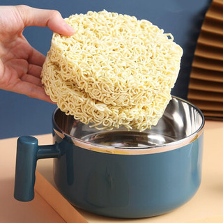 MAXCOOK 美厨 304不锈钢泡面碗 学生饭盒餐杯泡面杯1000ML 带盖防漏防烫耐摔 黑色MCFT386