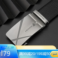 稻草人（MEXICAN）男士皮带头层牛皮腰带商务休闲裤带自动扣MMPD01200572BK01A黑色(110-125cm)