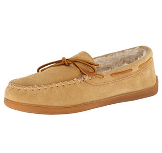 MINNETONKA 迷你唐卡 3902 Pile Hardsole Pile Lined Slipper 男士加绒平底鞋 Tan Suede US7