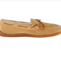 MINNETONKA 迷你唐卡 3902 Pile Hardsole Pile Lined Slipper 男士加绒平底鞋 Tan Suede US7