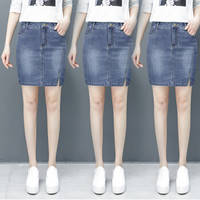 丽乔 2019夏季新款女装新品半身裙高腰性感包臀裙修身显瘦A字百搭牛仔裙 HZ5072-821 图片色 S