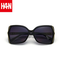 汉（HAN）偏光太阳镜女款 潮防紫外线墨镜时尚 大框驾驶墨镜 59304 黑框黑灰片
