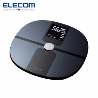 宜丽客（ELECOM） 日本多功能智能健康体脂称 家用成人精准wifi电池APP减肥电子体重秤 黑色