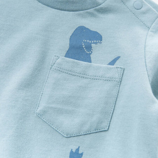 davebella戴维贝拉秋季新款儿童男童全棉长袖T恤幼儿宝宝卡通上衣 灰蓝色 110cm（建议身高100-110cm）