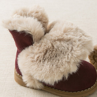 davebella戴维贝拉冬天新款儿童女童靴子 宝宝加绒保暖棉靴中筒靴 紫色 155（鞋内长15.5cm ）