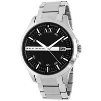 GIORGIO ARMANI 乔治·阿玛尼 EMPORIO ARMANI AX2103 男士石英手表 46mm 黑盘 银色不锈钢表带 圆形