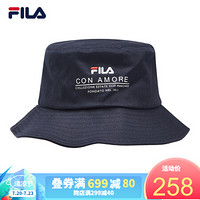 FILA 斐乐官方 情侣款圆帽 2020新品渔夫帽时尚潮流男女遮阳帽 传奇蓝-NV XS