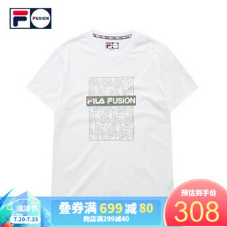 FILA FUSION 斐乐 男子T恤 2020夏季新款时尚潮牌ins潮短袖衫男 标准白-WT 170/92A/M