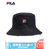 FILA 斐乐官方 情侣遮阳帽 2020秋季新款时尚双面渔夫帽潮流圆帽 正黑色-BK XS