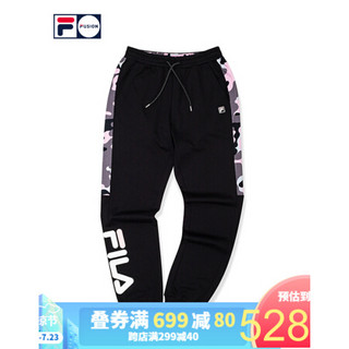 FILA FUSION斐乐官方针织长裤2020夏季新款休闲卫裤宽松运动裤女 深黑-BK 175/74A/XL