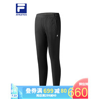 FILA ATHLETICS女子针织长裤2020秋季新款弹性健身时尚运动长裤女 深黑-BK 165/66A/M