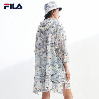 FILA（斐乐）官方女子梭织连帽外套2020夏季新款长款运动外套皮肤衣女 满印-PU 165/84A/M